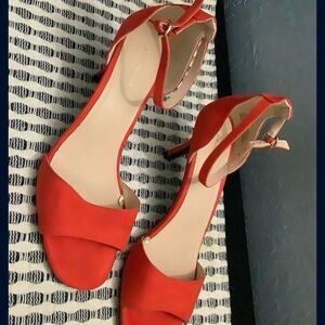 Ann Taylor Vibrant Red Open-Toe Heels